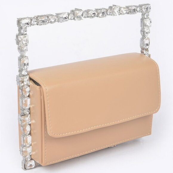 Faux Leather Multi Stone Square Handle Bag. - Picture 3 of 4